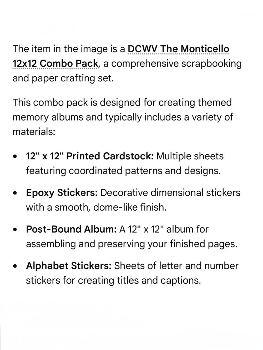 DCWV Monticello 12x12 Scrapbook Combo Pack